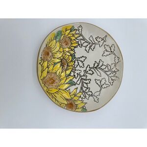 Handmade Sunflower Ceramic Decorative Plate Floral Art Pottery Yellow Boho